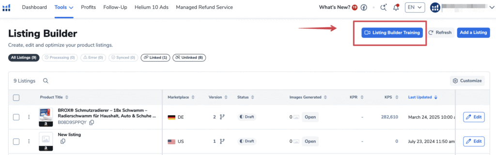Helium 10 offers build in tutorials for its users