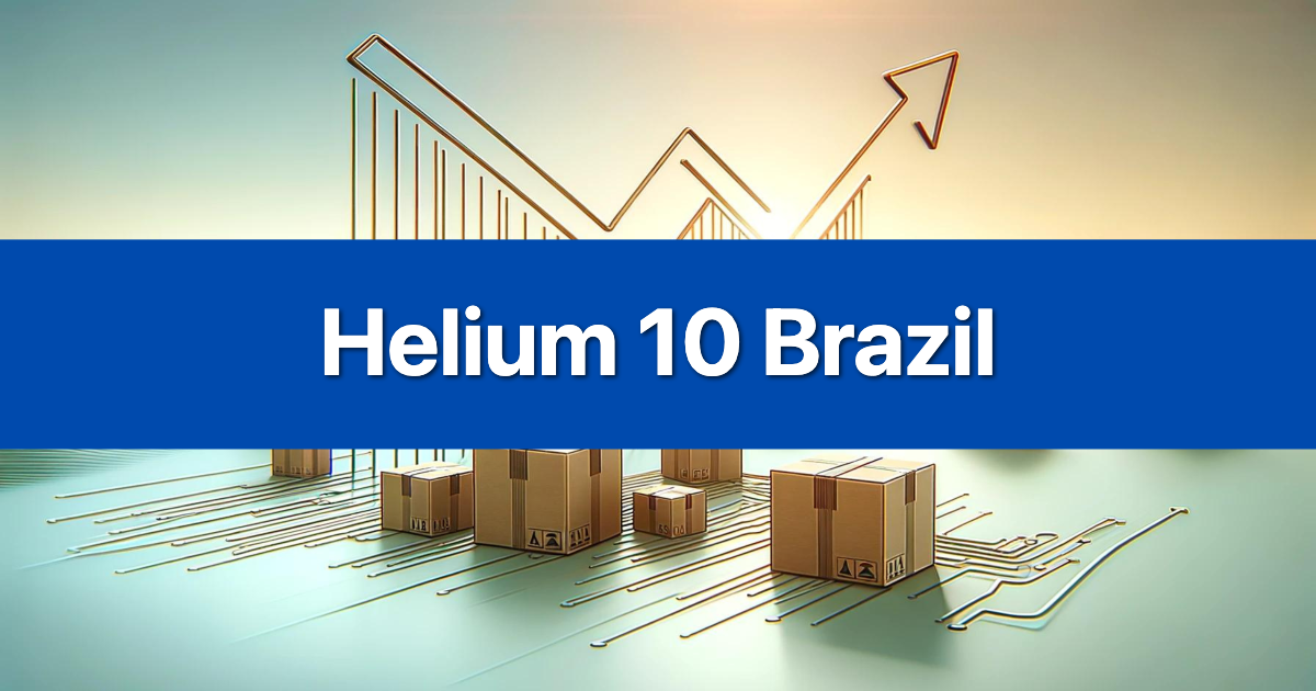 Helium 10 Brazil branded graphic showing the e-commerce tool's support for the Amazon marketplace in Brazil.