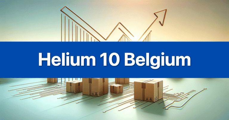 Helium 10 logo with 'Helium 10 Belgium' text, signifying its availability for Amazon sellers in Belgium.