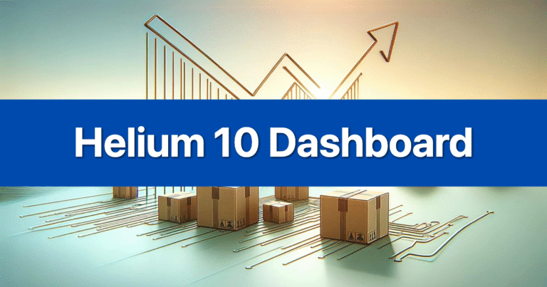 Custom branded image of the Helium 10 dashboard, a central hub for Amazon sellers to manage sales data and insights.