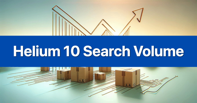 Helium 10 Search Volume branded graphic, illustrating keyword research and Amazon seller insights.